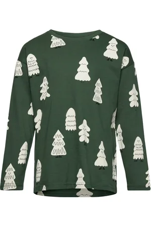 Lindex Top Ls Happy Tree Aop Green