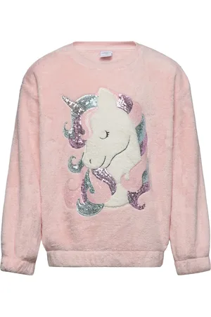 Lindex Sweater Pile Unicorn Sequins Pink