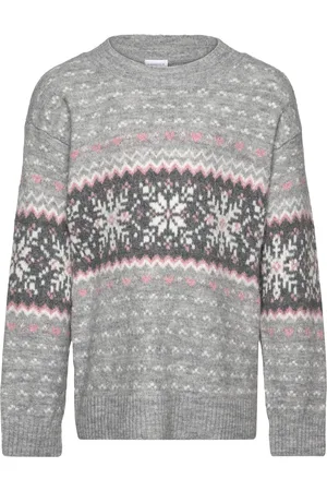 Lindex Sweater Winter Fair Isle Grey