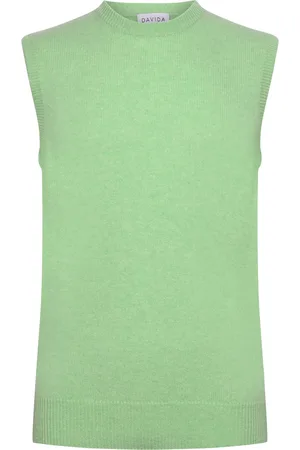 Davida Cashmere Man Classic O-Neck Vest Green