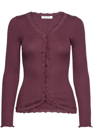 Rosemunde Rwbabette Ls V-Neck Regular Lace Ca Burgundy