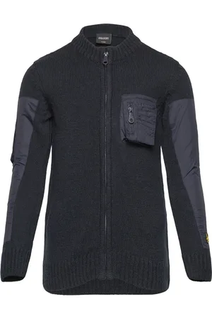 Lyle & Scott Tonal Nylon Trim Cardigan Navy
