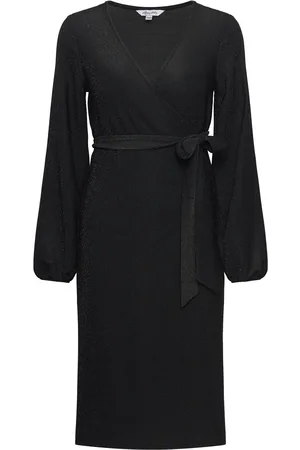 BUBBLEROOM Sparkling Midi Wrap Dress Black