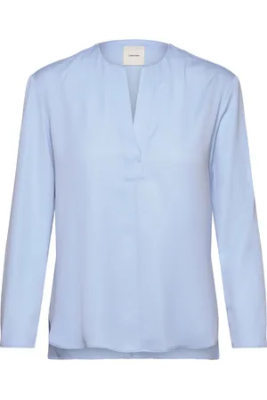 Calvin Klein Recycled Cdc Ls V Neck Blouse Blue