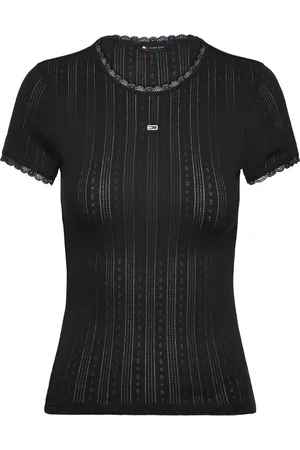 Tommy Hilfiger Tjw Slim Pointelle Rib Tee Black
