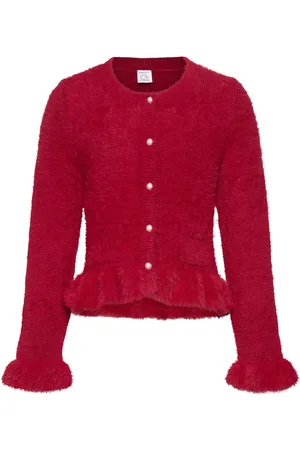 Lindex Cardigan Feather Yarn With Flo Red