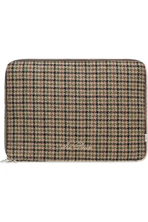 Les Deux Houndsthooth Wool Laptop Sleeve Brown
