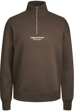 JACK & JONES Jorvesterbro Sweat Quarter Zip Hn Jnr Jack & J S Brown