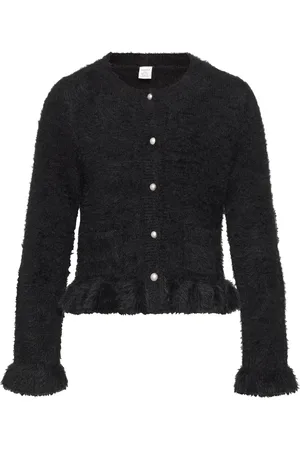Lindex Cardigan Feather Yarn With Flo Black