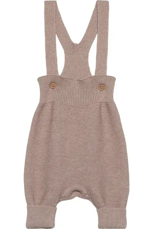 Lindex Trousers W Bib Knitted Nb Brown