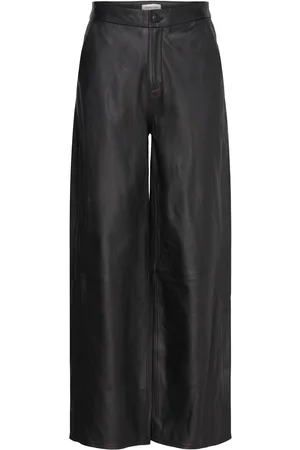 By Malina Felise High Rise Wide Leather Pants Black