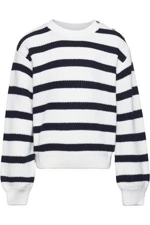 MANGO Knit Striped Sweater White