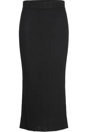 Davida Cashmere Fine Knit Rib Skirt Black