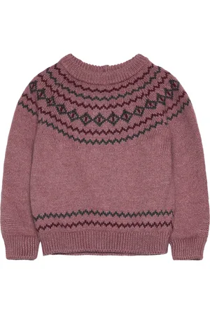 MANGO Jacquard Sweater Pink
