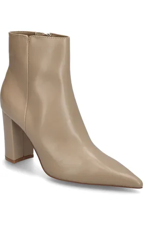 MANGO Pointed Heel Ankle Boot Beige