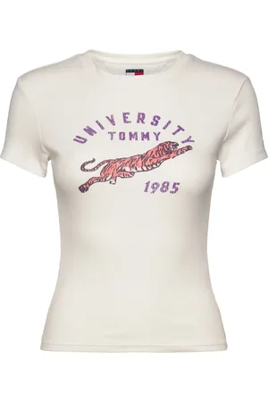 Tommy Hilfiger Tjw Slim Rib Uni Tiger Tee White