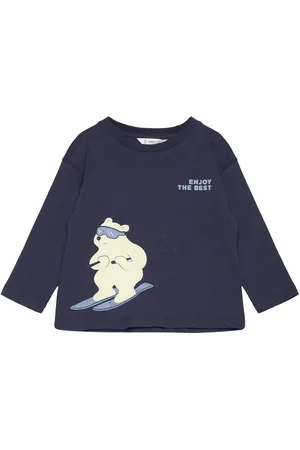 MANGO Printed Long Sleeve T-Shirt Navy