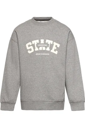 MANGO Printed Cotton Sweatshirt Grey