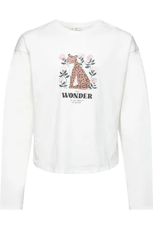 MANGO Long-Sleeved Panther T-Shirt White