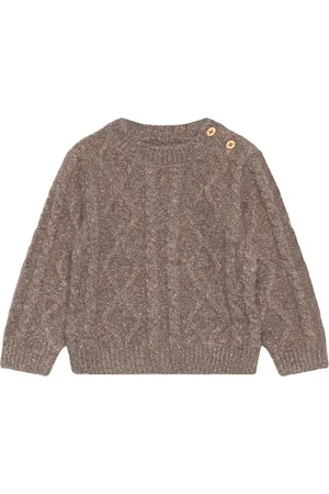 MANGO Butt D Knit Braided Sweater Brown