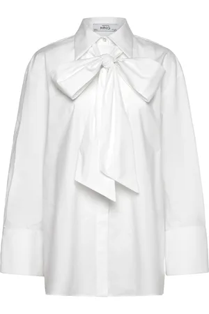 MANGO Over D Lace Blouse White