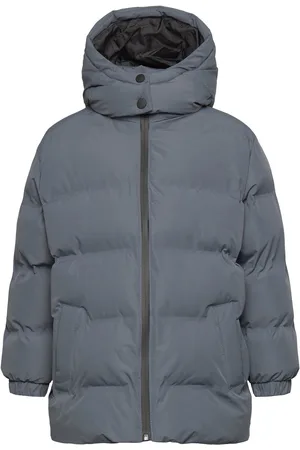MANGO Hood Quilted Coat Blue