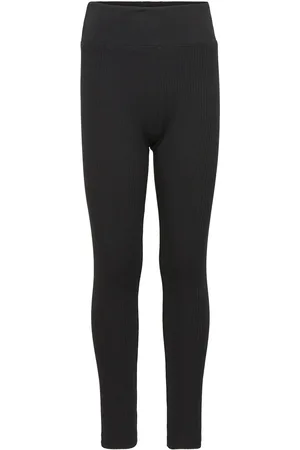 MANGO Cotton Ribbed Leggings Black