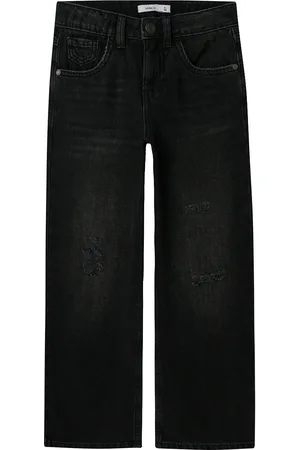 NAME IT Nkfrose Hw Wide Jeans Destr 1411-Be Noos Black