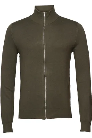 Lindbergh Melange Zip Cardigan Knit Khaki