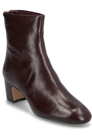 MANGO Zipped Leather Ankle Boots Brown
