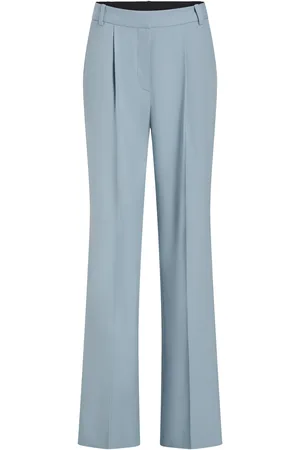 Calvin Klein Stretch Wool Wide Leg Pant Blue