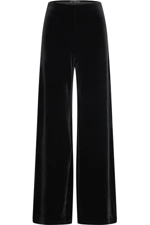 MANGO Velvet Wideleg Trousers Black