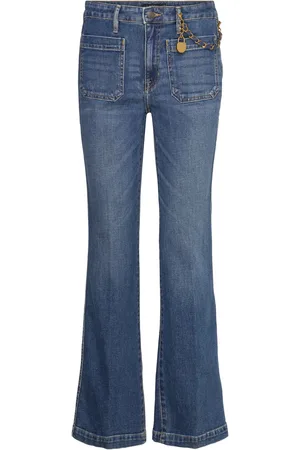 Ralph Lauren Chain-Trim High-Rise Flare Jean Blue