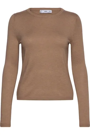 MANGO Fine-Knit Crew-Neck Sweater Beige