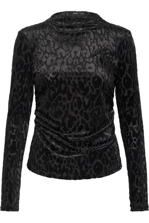 MANGO Leopard-Print Long-Sleeved T-Shirt Black