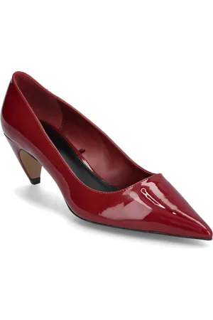 MANGO Patent Leather Heel Shoes Burgundy