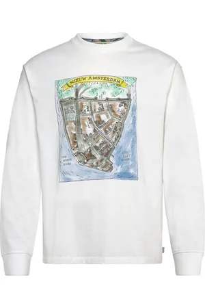 Scotch&Soda Front Artwork Relaxed Fit Long Sleeve T-Shirt White
