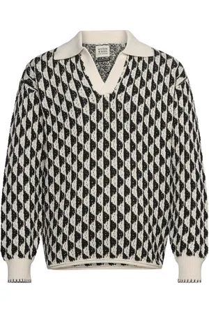 Scotch&Soda Textured Jacquard Dropped Shoulder Long Sleeve Polo Black
