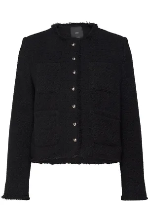 MANGO Tweed Jacket With Jewel Buttons Black