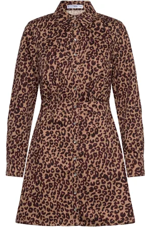 MANGO Leopard-Print Shirt Dress Brown