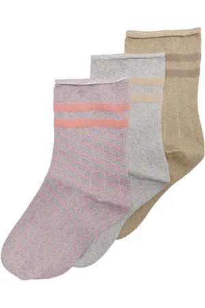 ONLY Kogsille Stripe Glitter Socks 3-Pack Acc Pink