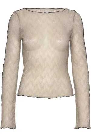 BUBBLEROOM Anya Contrast Shimmer Top Beige