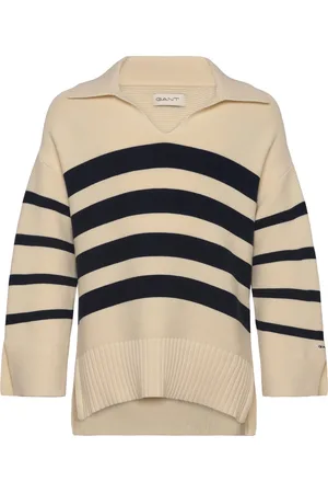 GANT Striped Breton Knitted Sweater Cream