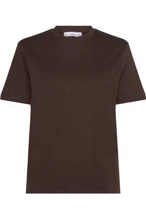 MANGO Short-Sleeved Cotton T-Shirt Brown