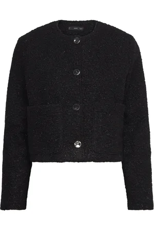 MANGO Shiny Bouclé Jacket Black