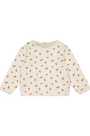 MANGO Cotton-Blend Printed Sweatshirt Beige