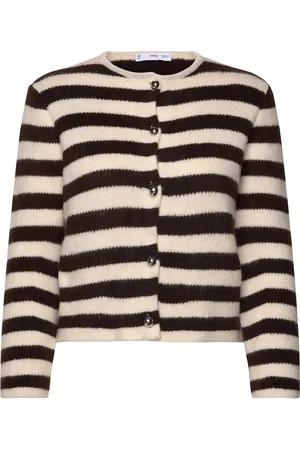 MANGO Striped Cardigan With Buttons Cream