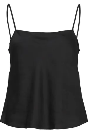 MANGO Satin Top With Thin Straps Black