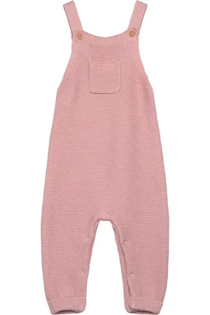 MANGO Cotton Knit Dungarees Pink