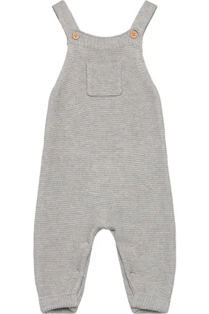 MANGO Cotton Knit Dungarees Grey
